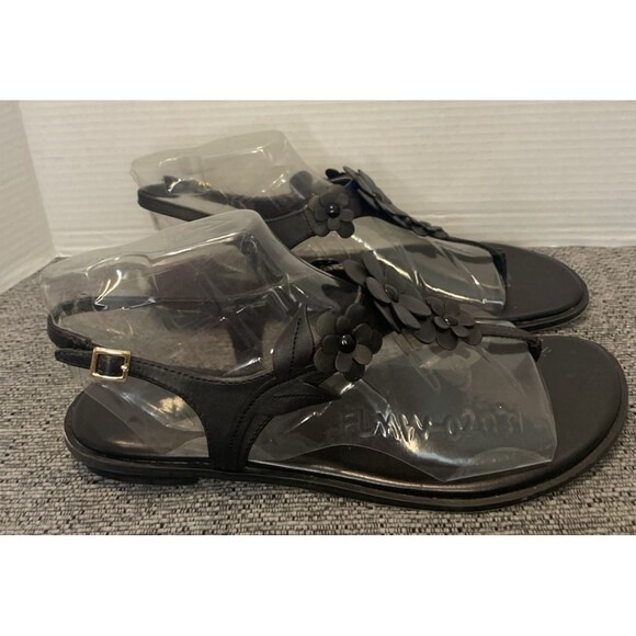 Michael Kors Sandals‎ Women's Size 11M Black Flat Thong Slingback Flower Summer - Picture 1 of 16